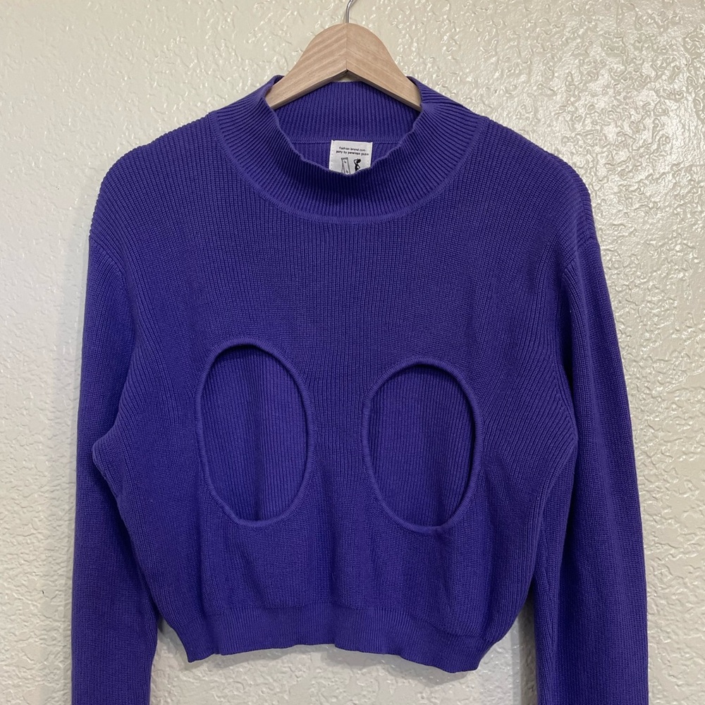 FASHION BRAND COMPANY - BOOB CUTOUTS VISCOSE SWEATER, PURPLE, XL